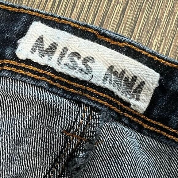 Miss Anna Womens Flare Jeans Mid Rise Denim 5 Pockets Dark Wash Blue Size 38 - Picture 9 of 11